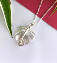 Load image into Gallery viewer, sterling silver monstera leaf necklace as the perfect gift for houseplant lovers