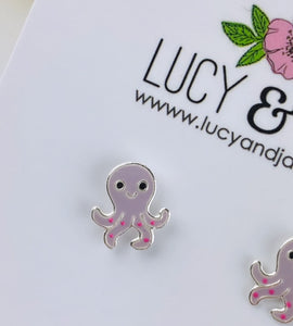 Sterling Silver Octopus Earrings
