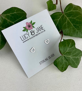 sterling silver open heart stud earrings