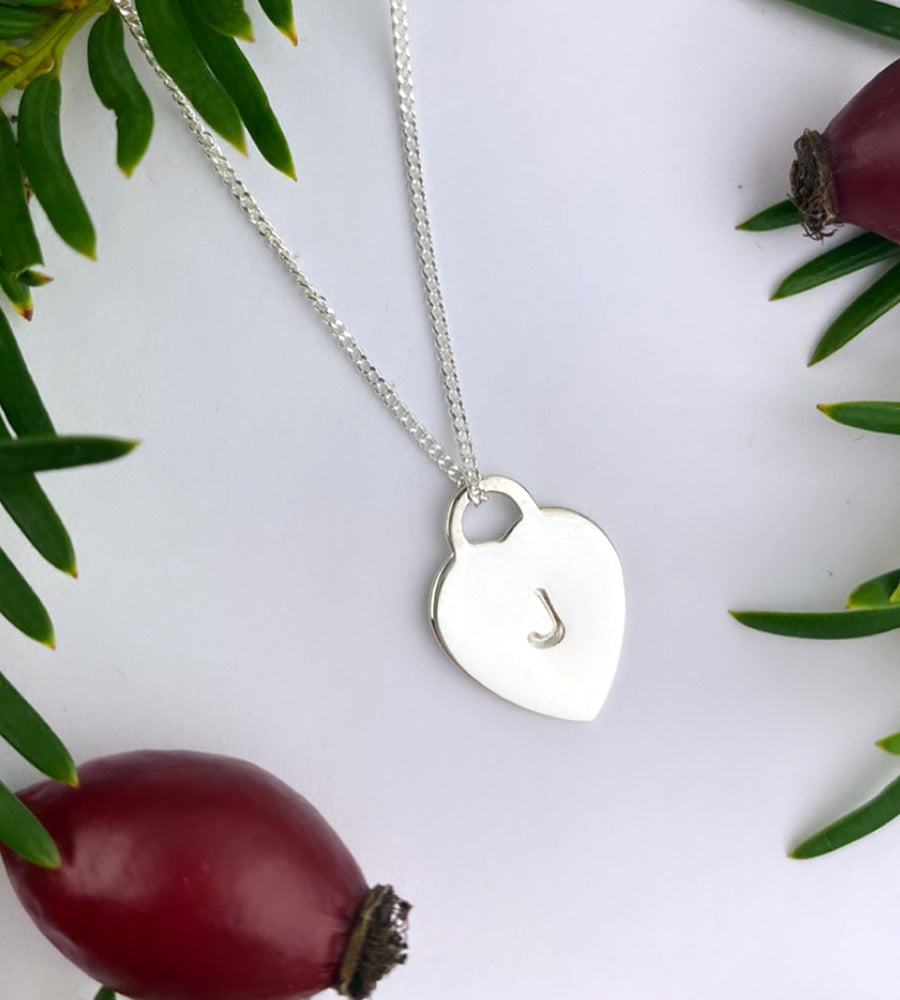 Sterling Silver Personalised Initial Heart Necklace