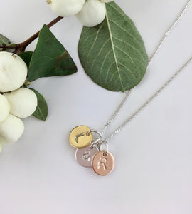 personalised initials necklace with three letters