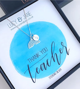 Thank you teacher sterling silver rainbow necklace