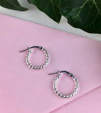 Load image into Gallery viewer, Sterling Silver Mini Rope Twist Hoops