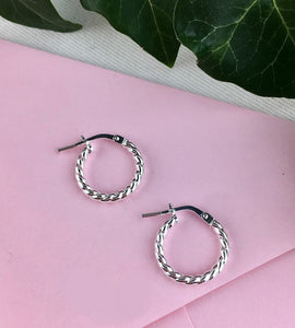 Sterling Silver Mini Rope Twist Hoops