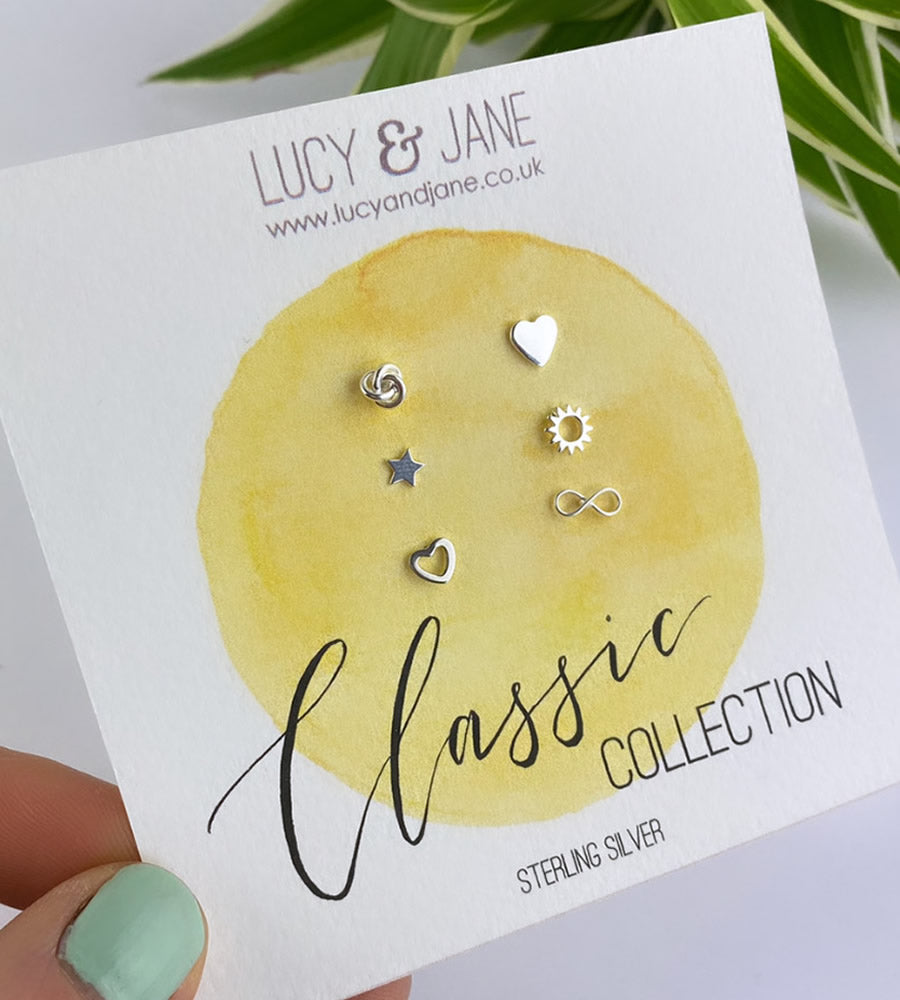 Sterling Silver Classic Set Of 6 Mismatched Studs