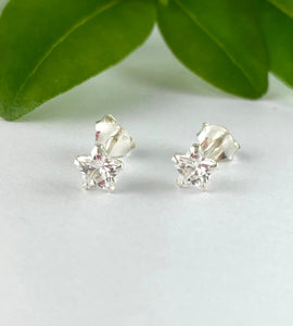 sterling silver sparkle star mini earrings