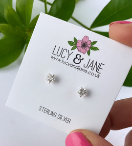 sterling silver sparkly star studs