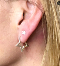 Load image into Gallery viewer, Sterling Silver Star Hoop Earrings