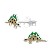 Load image into Gallery viewer, Sterling Silver Stegosaurus Dinosaur Earrings