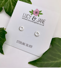 Load image into Gallery viewer, Sterling Silver Sun Earring Studs