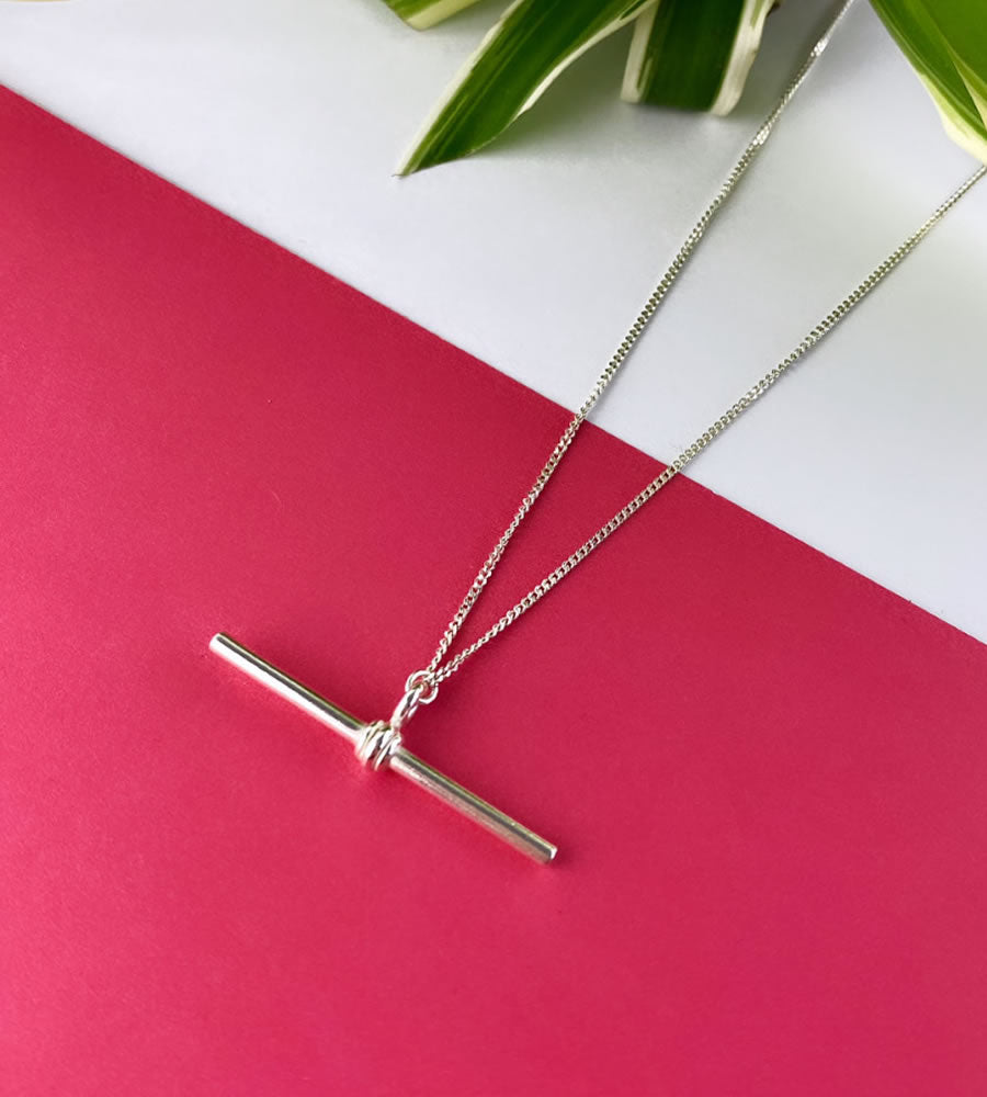 Sterling Silver T Bar Necklace