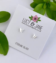 Load image into Gallery viewer, tiny sterling silver butterfly earrings
