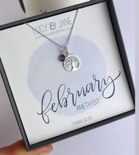 Load image into Gallery viewer, Sterling Silver Tree Of Life Birthstone Necklace