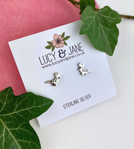 Sterling Silver T-Rex Dinosaur Studs