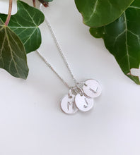 Load image into Gallery viewer, personalised sterling silver three initials necklace with your choice of letters