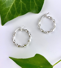 Load image into Gallery viewer, Sterling Silver Twist Hoops