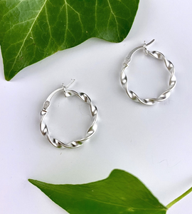 Sterling Silver Twist Hoops